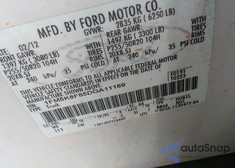 2013 Ford Explorer Limited from USA, damaged, VIN 1FM5K8F85DGA11189